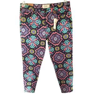 Rachel Roy Rachel Fit Womens Jeans 31 Y2K Indie Skinny Festival Ankle Zip Tribal